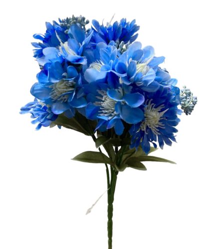 Selyem búzavirág csokor 5 ágú kék 25cm