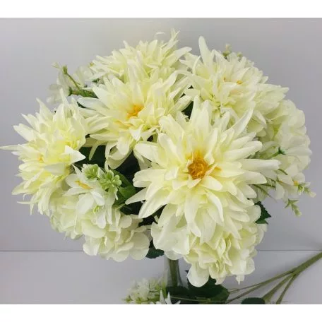 Selyem hortenzia csokor krém 15 ágú  57cm