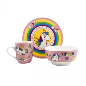 Gyerek étkészlet 3 részes porcelán unikornis