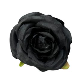 Élethű selyemvirág rózsa fej fekete 7 cm