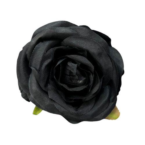 Élethű selyemvirág rózsa fej fekete 7 cm