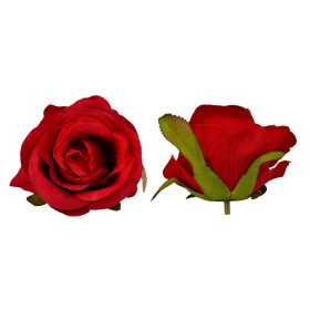Élethű selyemvirág rózsa fej piros 7 cm