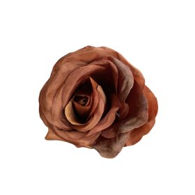 Élethű selyem nyílott rózsafej barna 8cm