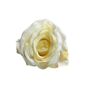 Élethű selyem nyílott rózsafej halvány sárga 8 cm