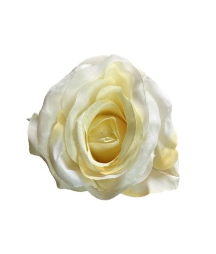 Élethű selyem nyílott rózsafej halvány sárga 8 cm