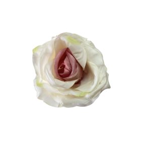 Élethű selyem nyílott rózsafej krém-barna 8 cm