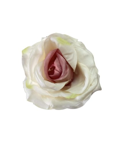 Élethű selyem nyílott rózsafej krém-barna 8 cm