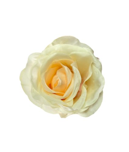 Élethű selyem nyílott rózsafej krém-barack 8 cm