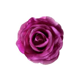 Élethű selyem nyílott rózsafej lila 8 cm