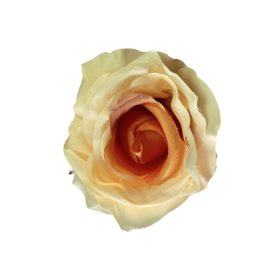 Élethű selyem nyílott rózsafej sötét barack 8 cm