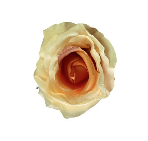 Élethű selyem nyílott rózsafej sötét barack 8 cm