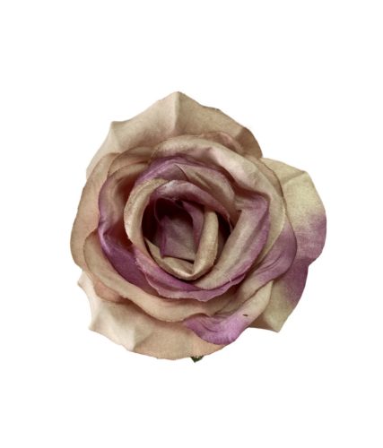 Élethű selyem nyílott rózsafej vintage lila 8 cm