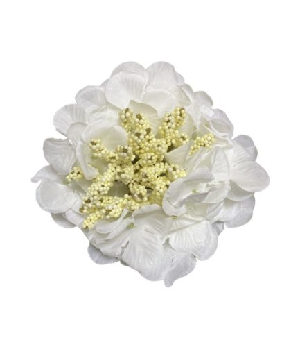 Élethű selyemvirág hortenzia fej bogyós fehér 13cm