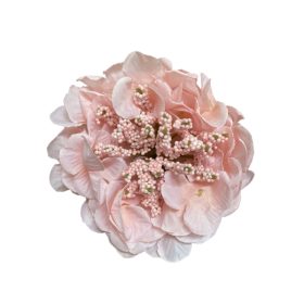   Élethű selyemvirág hortenzia fej bogyós púder rózsaszín 13cm