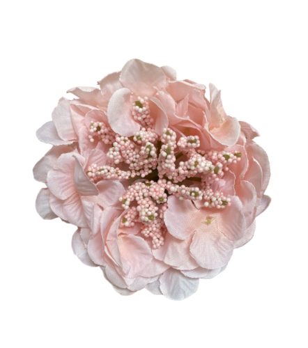 Élethű selyemvirág hortenzia fej bogyós púder rózsaszín 13cm