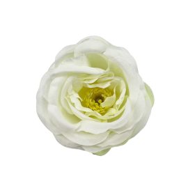 Élethű selyemvirág tearózsafej fehér-lime 5 cm