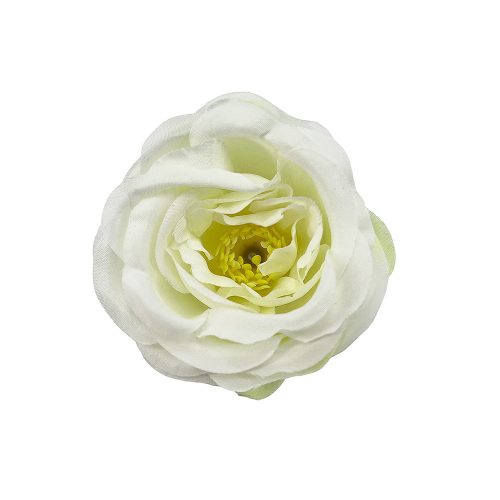Élethű selyemvirág tearózsafej fehér-lime 5 cm