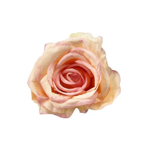 Élethű selyemvirág rózsafej rózsaszín-krém 8 cm