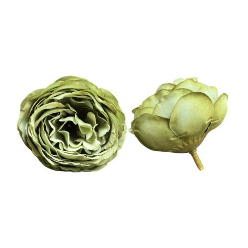 Élethű selyemvirág boglárka fej vintage zöld 5 cm