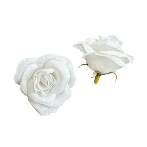 Élethű selyemvirág rózsafej 4 cm fehér