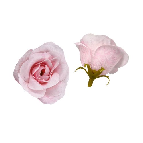 Élethű selyemvirág rózsafej 4 cm halvány rózsaszín