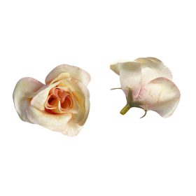 Élethű selyemvirág rózsafej 4 cm sárgás rózsaszín