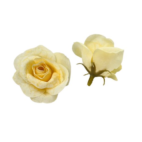 Élethű selyemvirág rózsafej 4cm halvány sárga