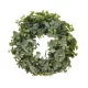 Pozsgás koszorú ginkgo levéllel, eukaliptusszal és apró barack színű virággal 47 cm