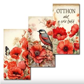   Nyomtatott dekorkarton - Pipacsos táblák 9,5x5cm, 3db/csomag