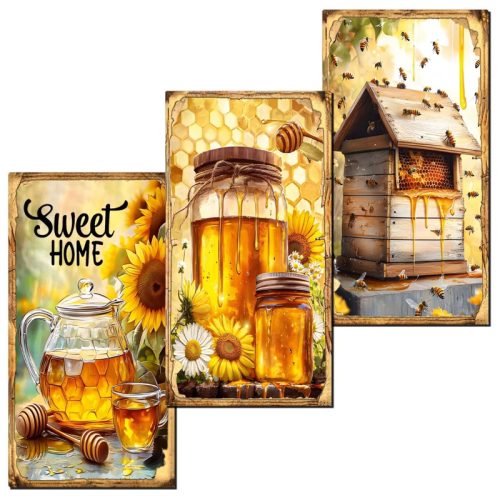 Nyomtatott dekorkarton - Méhecskés táblák 3db/csomag