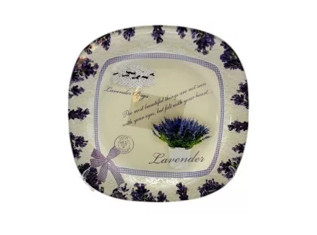 Üveg tányér lekerekített szögletes  20x20cm Violette