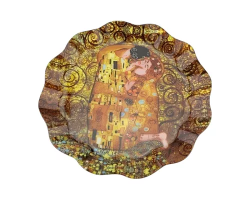 Üveg tányér hullámos széllel 30x2,5cm "KLIMT KISS" II. díszdobozban