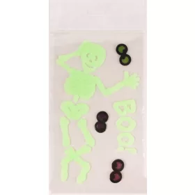 Ablakzselé foszforeszkálós csontváz 15x30cm