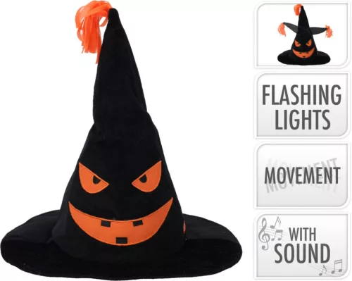 Halloween plüss boszorkánykalap figurával