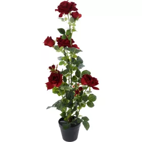   Élethű mű rózsa növény piros virágokkal kaspóban 95 cm