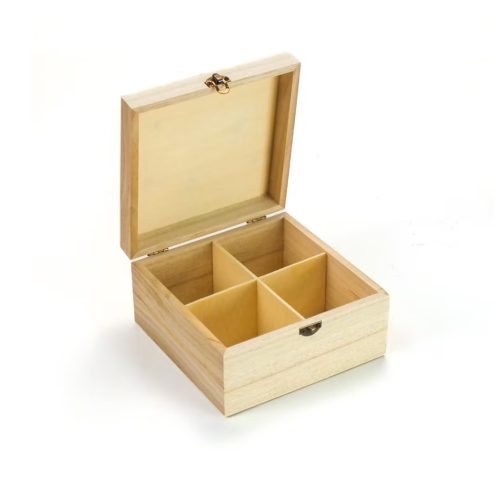 Natúr doboz 4 rekeszes teafilter tartó 15x15x8cm