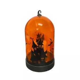Halloweeni világítós üveg búra 8x14cm narancssárga