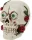Halloween koponya piros rózsákkal és zöld szemekkel 15cm