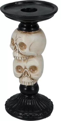 Halloween gyertyatartó két koponya díszítéssel 18cm