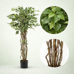   Élethű cserepes fikusz liana dekorfa természetes fa törzzsel 140 cm