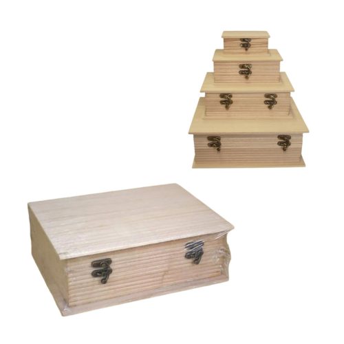 Natúr fa doboz könyv alakú 19x7x13 cm M méret