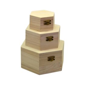 Natúr fa doboz szett hatszögletű 3 részes 