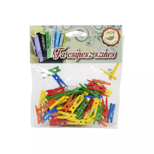 Csipesz fa vegyes színes 30×4mm 50db/cs