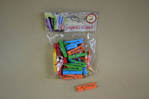 Csipesz fa színes 5 féle 45x7mm 30db/cs