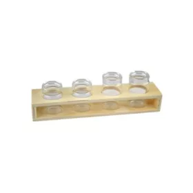 Kémcső üveg fa tartóban 4db 22x5x6cm