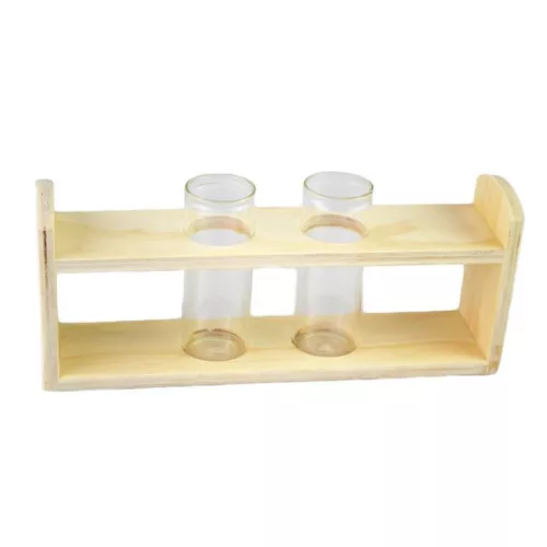 Kémcső üveg 3cm 2db fa tartóban 20x4,7x8,5cm
