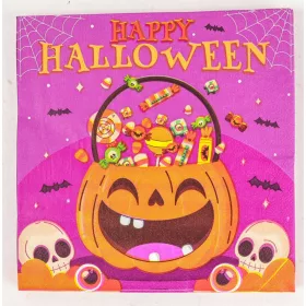   Halloween party szalvéta vidám tök és édesség mintával – 33×33 cm, 20 db
