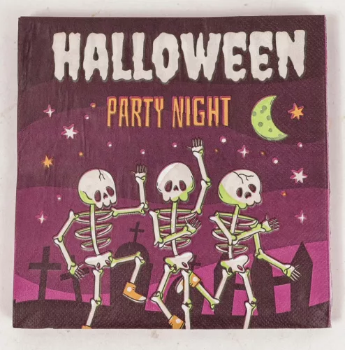 Halloween party szalvéta táncoló csontvázakkal – 33×33 cm, 20 db