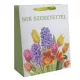 Ajándéktasak tulipán és jácint mintával „Sok szeretettel” felirattal 31x42 cm