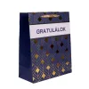 Ajándéktasak „Gratulálok” kék-arany mintával 26×32 cm